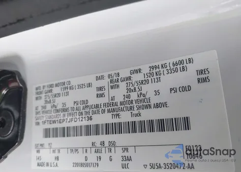 2018 Ford F-150 Lariat from USA, damaged, VIN 1FTEW1EP7JFD12136